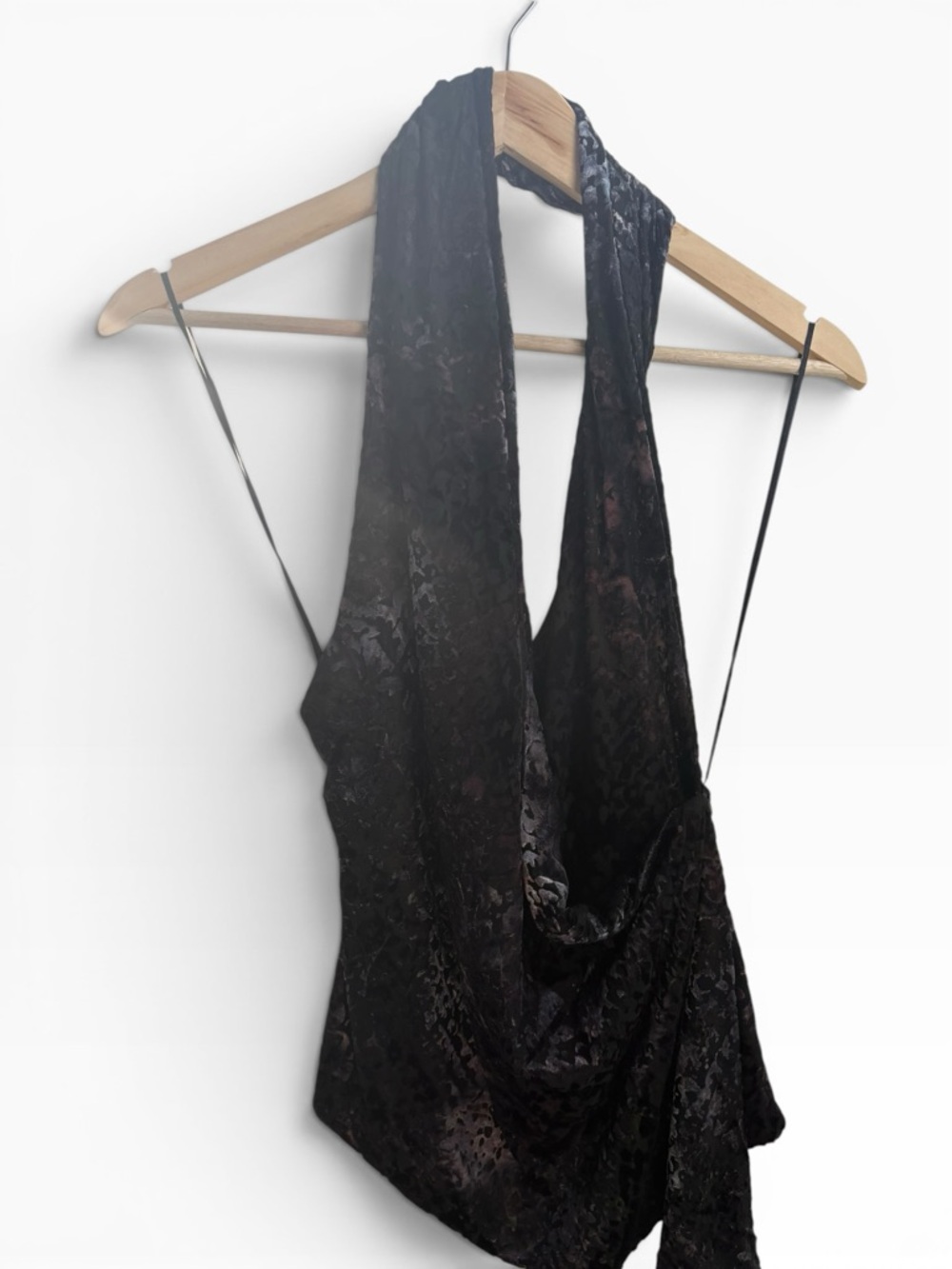 Zara Black Velvet Drape-Front Camisole